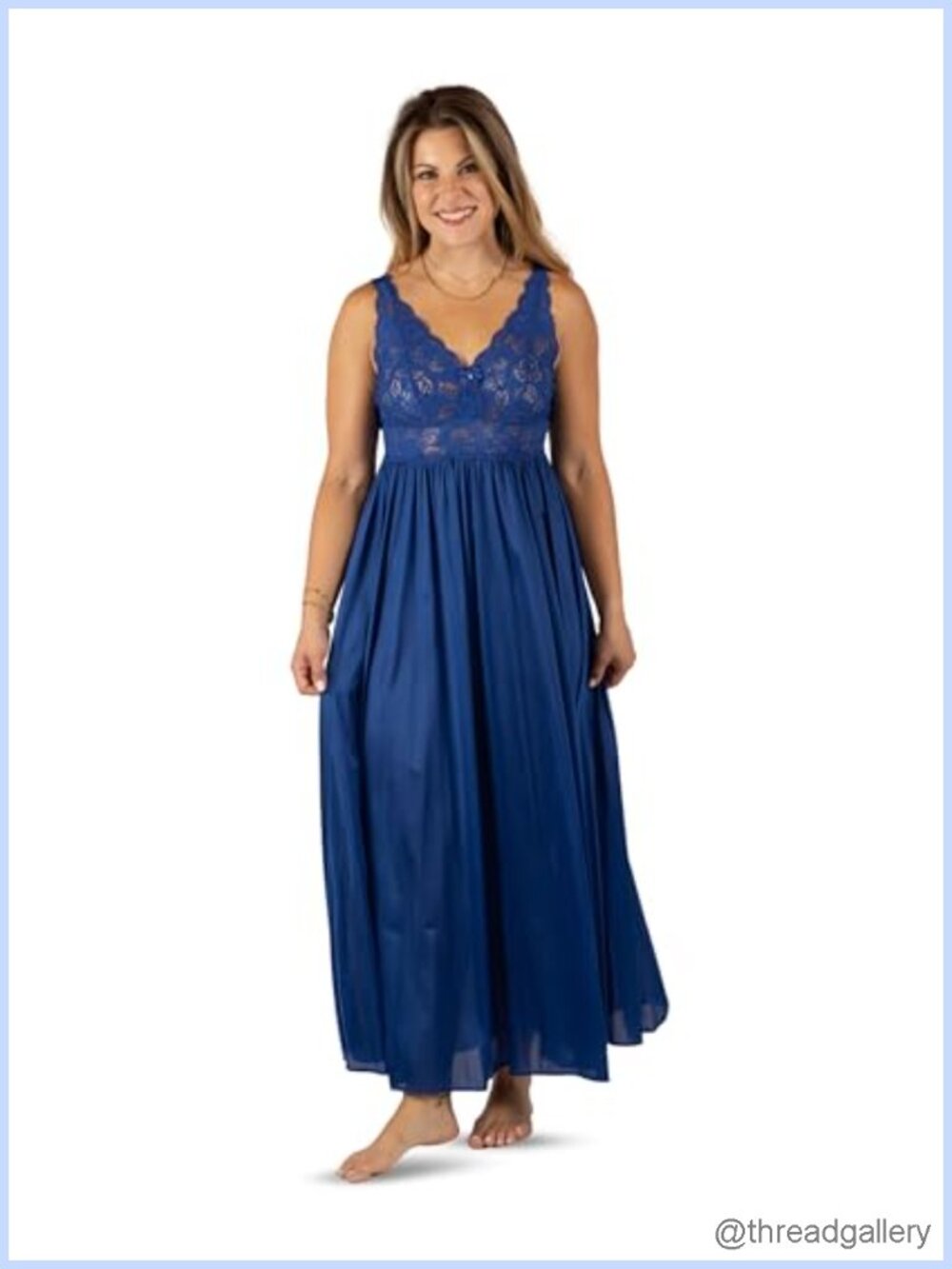 Shadowline Silky Lace Bodice Nightgown Flowy Sleeveless Sleepwear